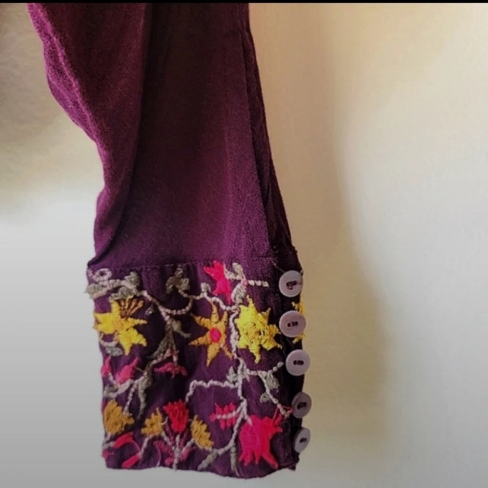 Free People Wildflower Ava Embroidered Boho Top Blouse Women's Size Small